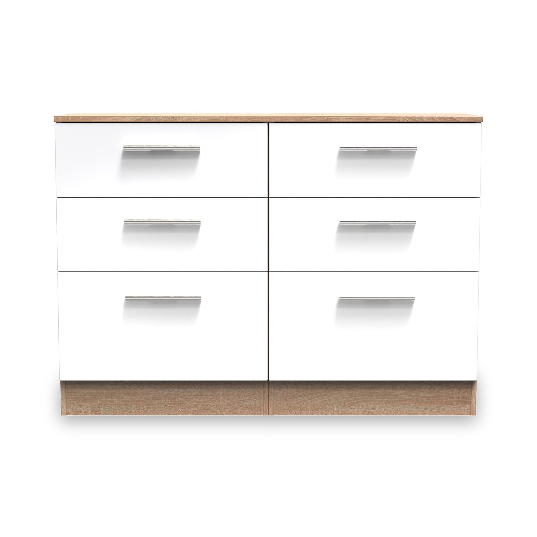 Blakely White & Light Oak 6 Drawer Wide Chest of Drawers