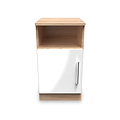 Blakely White & Light Oak 1 Door with Open Shelf Bedside Table