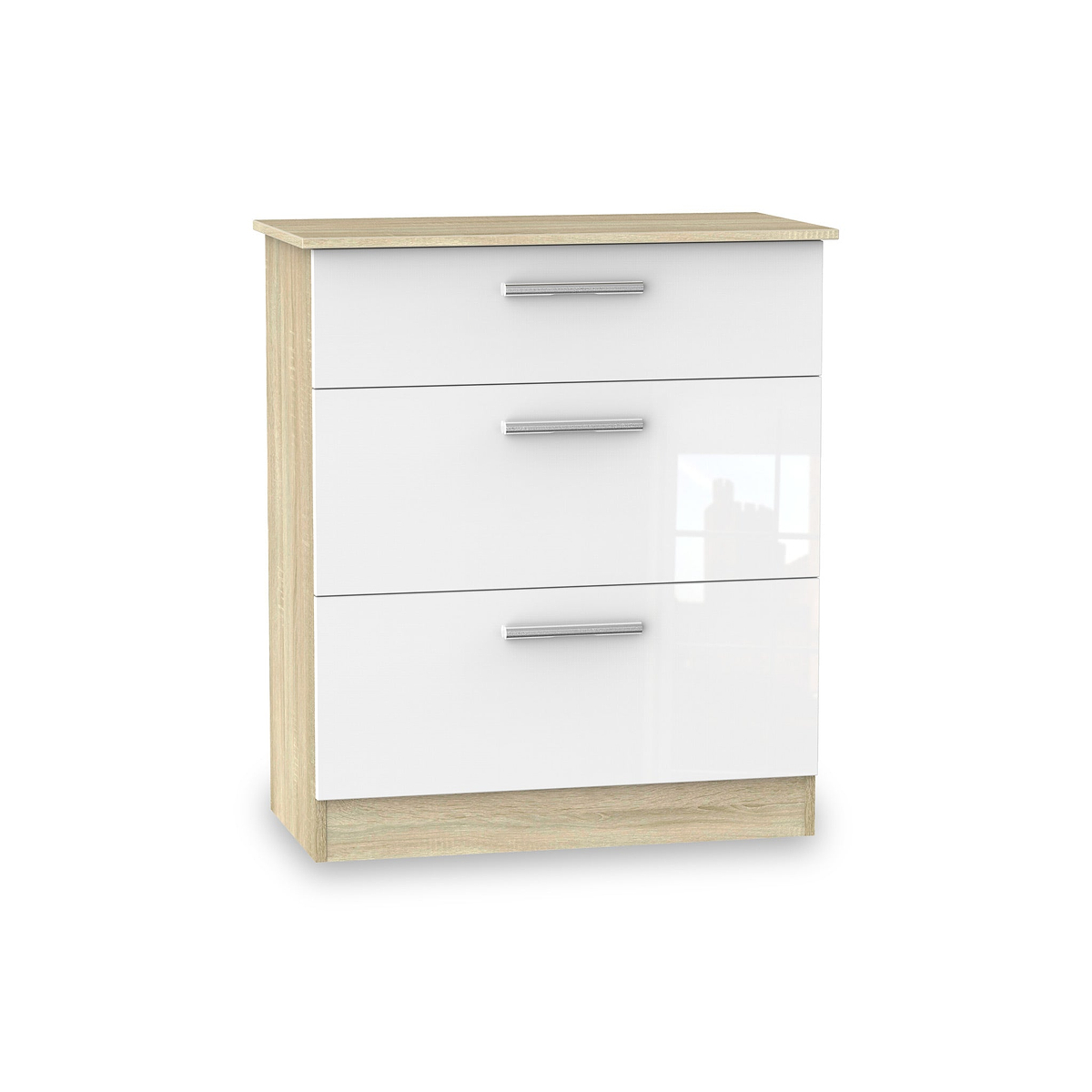 Blakely White & Light 3 Piece Bedroom Set - 3 Deep Drawer chest
