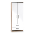 Blakely White & Light Oak 2 Door 2 Drawer Wardrobe from Roseland Furniture
