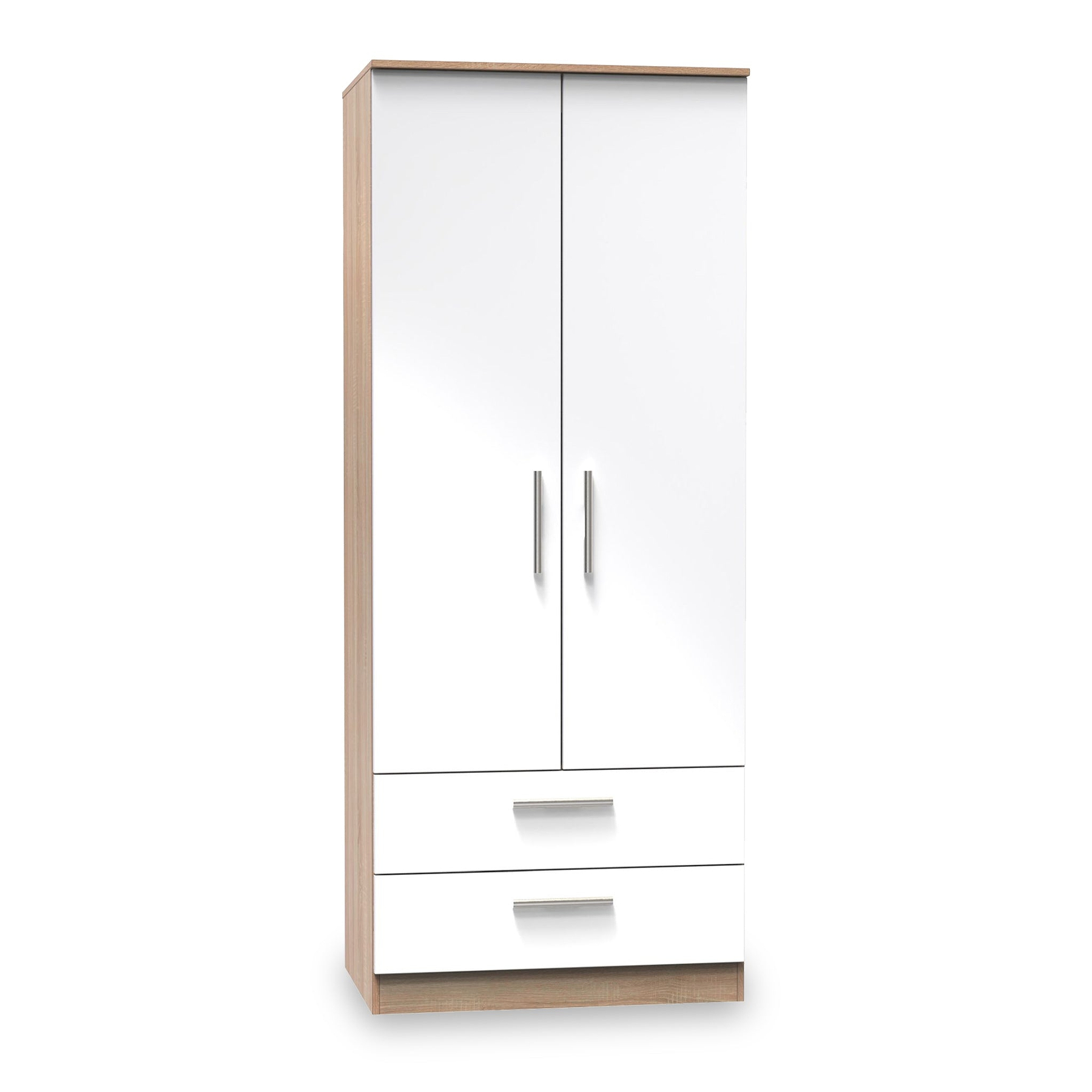 Blakely White & Light Oak 2 Door 2 Drawer Wardrobe from Roseland Furniture
