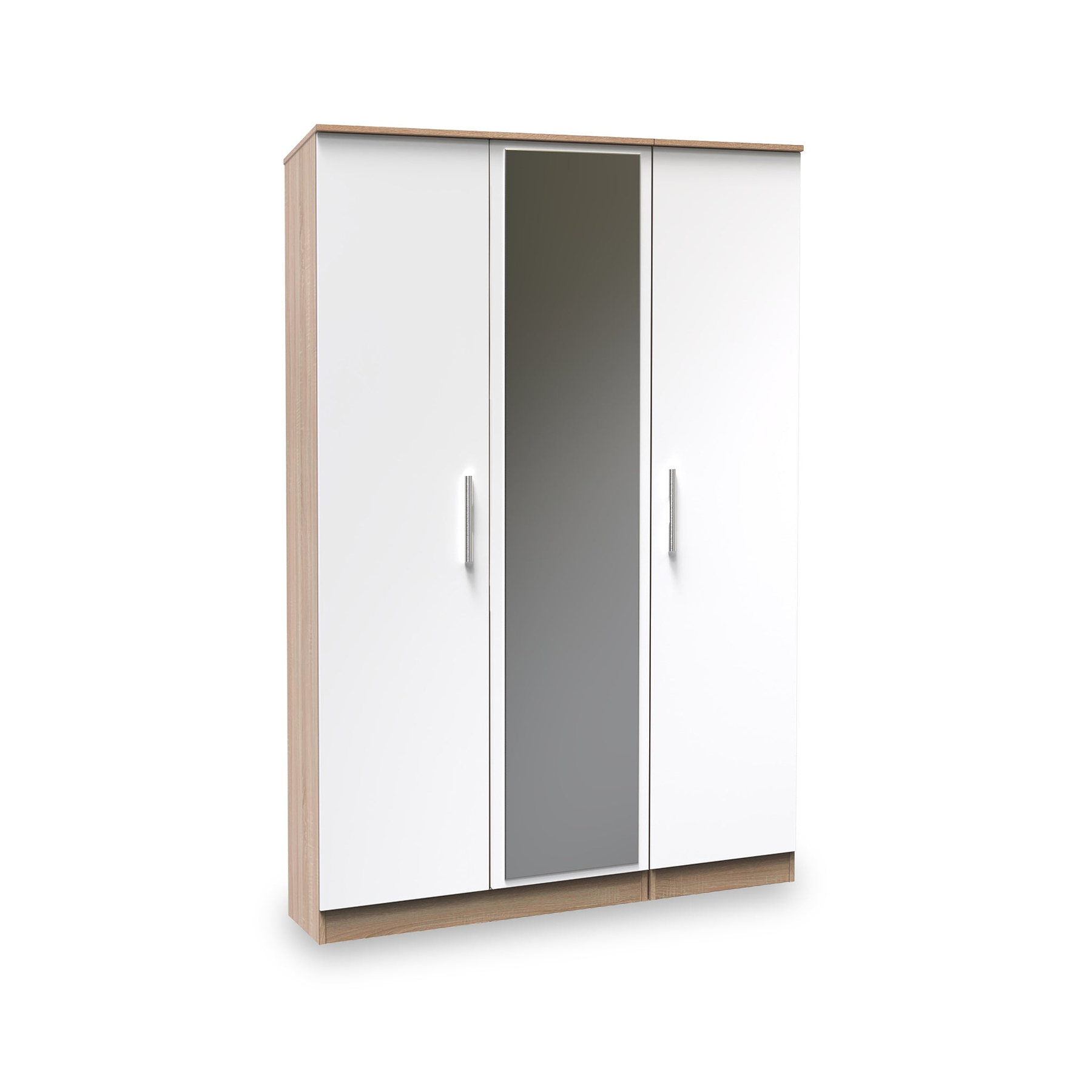 Blakely White & Light Oak Triple Mirror Wardrobe from Roseland Furniture