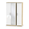 Blakely White & Light Oak Triple Mirror Wardrobe from Roseland Furniture