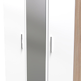 Blakely White & Light Oak Triple Mirror Wardrobe from Roseland FurnitureBlakely White & Light Oak Triple Mirror Wardrobe from Roseland Furniture