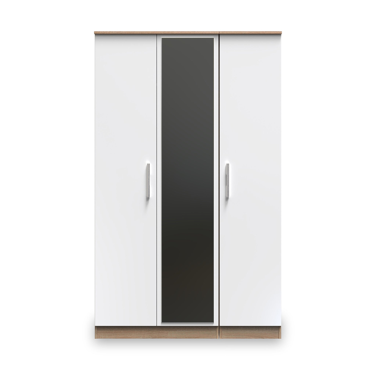Blakely White & Light Oak Triple Mirror Wardrobe from Roseland Furniture