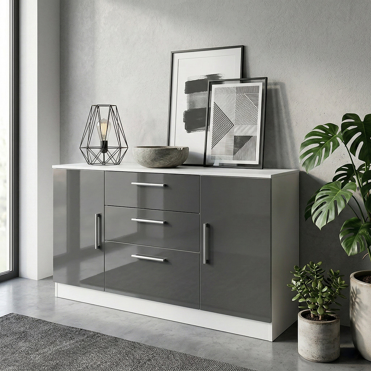 Blakely Grey and White 2 Door 3 Drawer Sideboard from Roseland Furniture