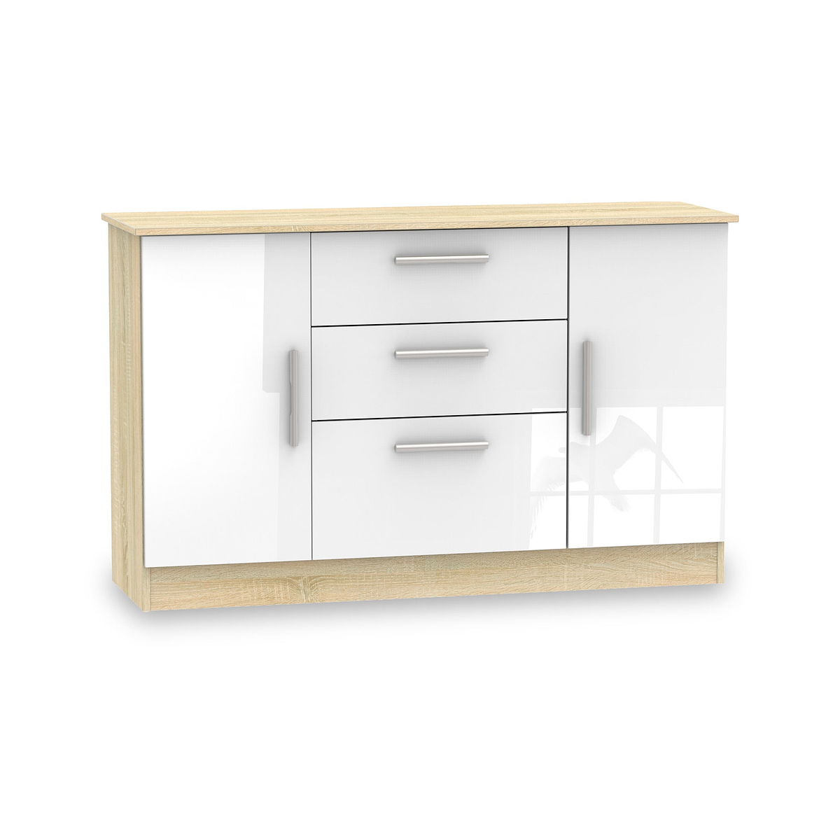 Blakely White & Light Oak 2 Door 3 Drawer Sideboard by Roseland Furniture