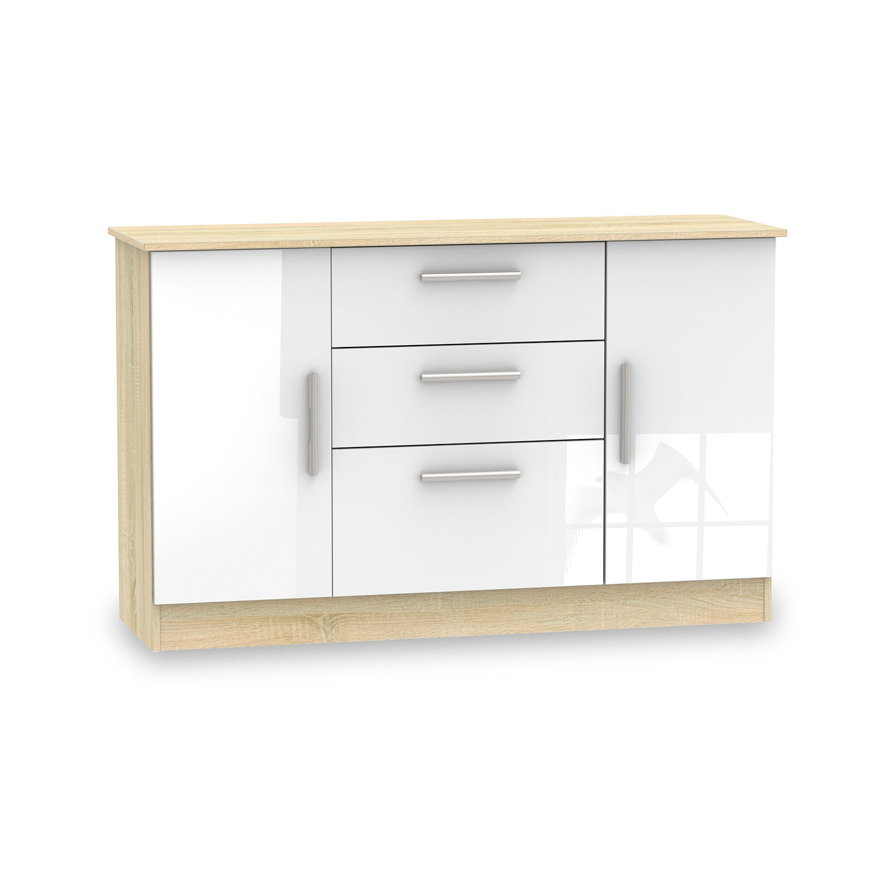 Blakely White & Light Oak 2 Door 3 Drawer Sideboard by Roseland Furniture