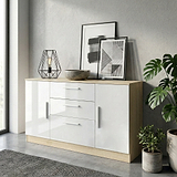 Blakely White & Light Oak 2 Door 3 Drawer Sideboard by Roseland Furniture