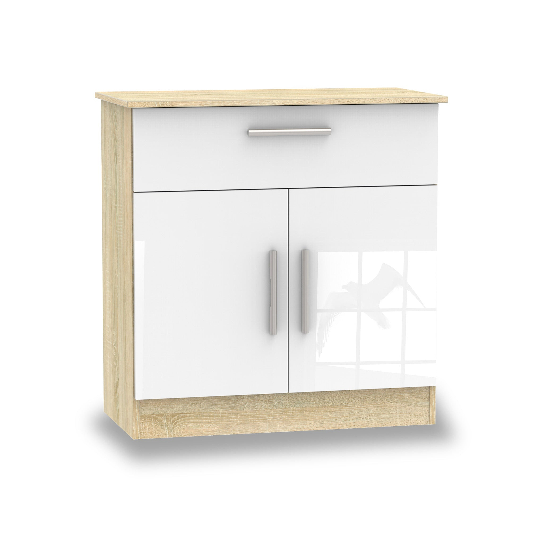 Blakely White & Light Oak 1 Drawer 2 Door Sideboard by Roseland Furniture