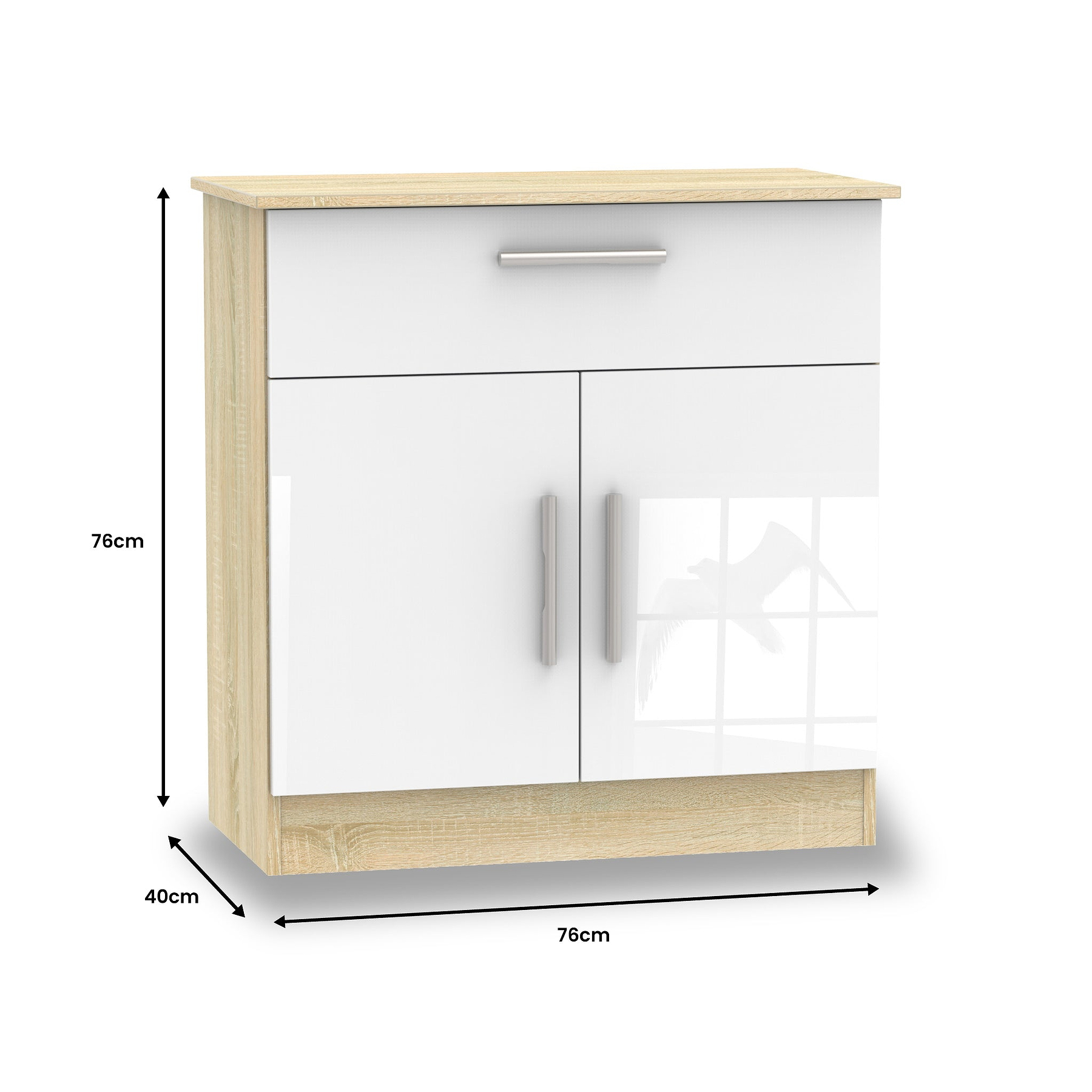 Blakely White & Light Oak 1 Drawer 2 Door Sideboard by Roseland Furniture