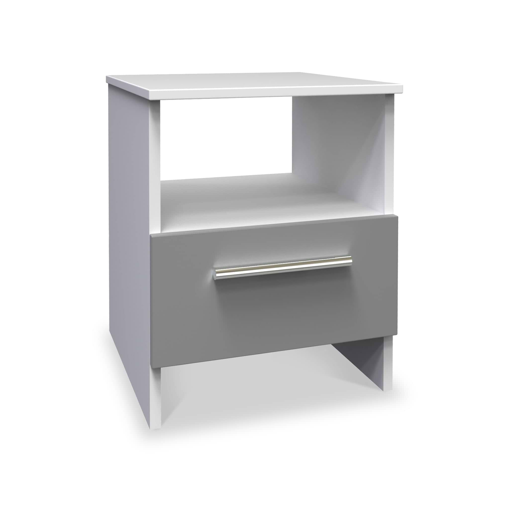 Blakely Grey and White 1 Drawer Lamp Bedside Table from Roseland Furniture