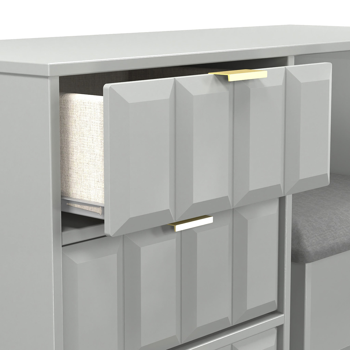 Harlow Dressing Table Stool Set Dusk Grey from Roseland Furniture