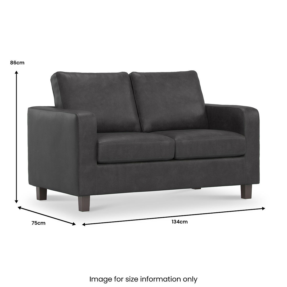 Cullen Faux Leather 2 Seater Sofa dimensions