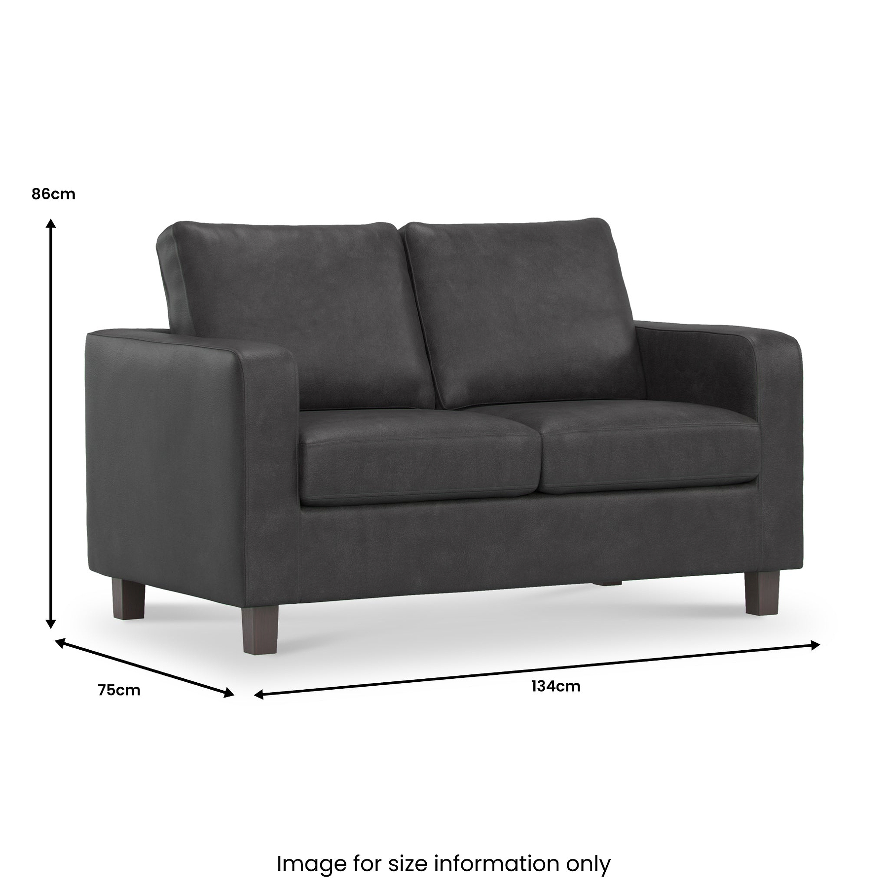 Cullen Faux Leather 2 Seater Sofa dimensions