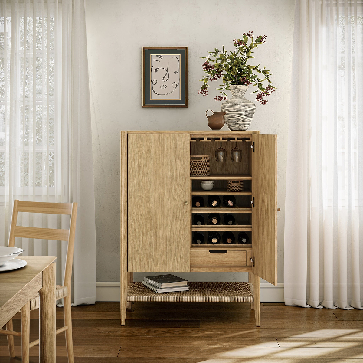 Harborough Oak Drinks Cabinet from Roseland Furniture