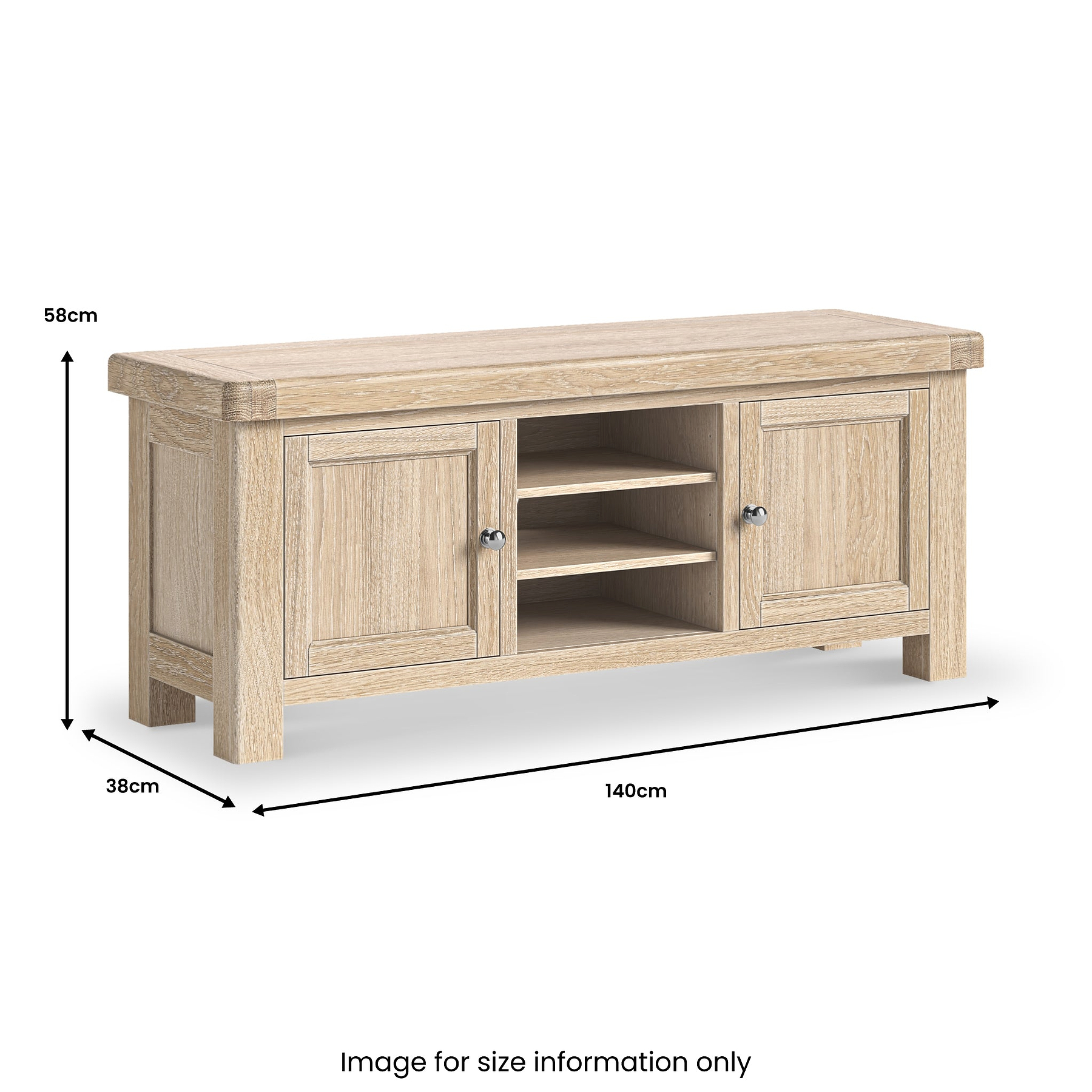 Portland Washed Oak 140cm TV Unit from Roseland Furniture