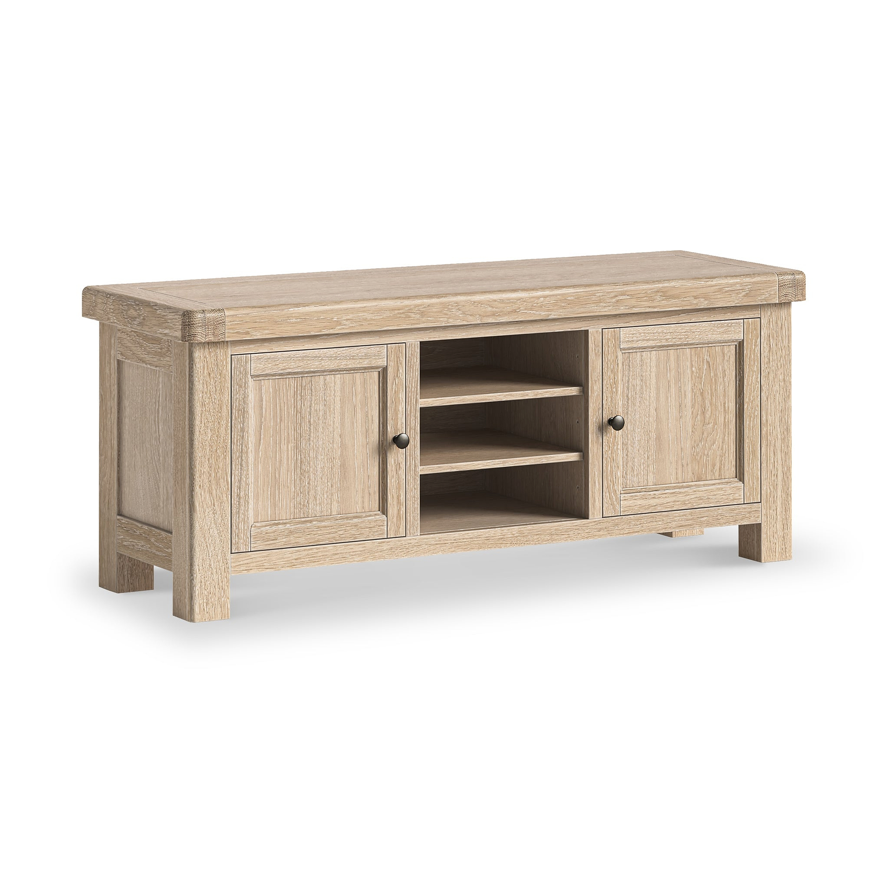 Portland Washed Oak 140cm TV Unit from Roseland Furniture