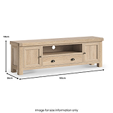 Portland Washed Oak 190cm TV Unit from Roseland Furniture