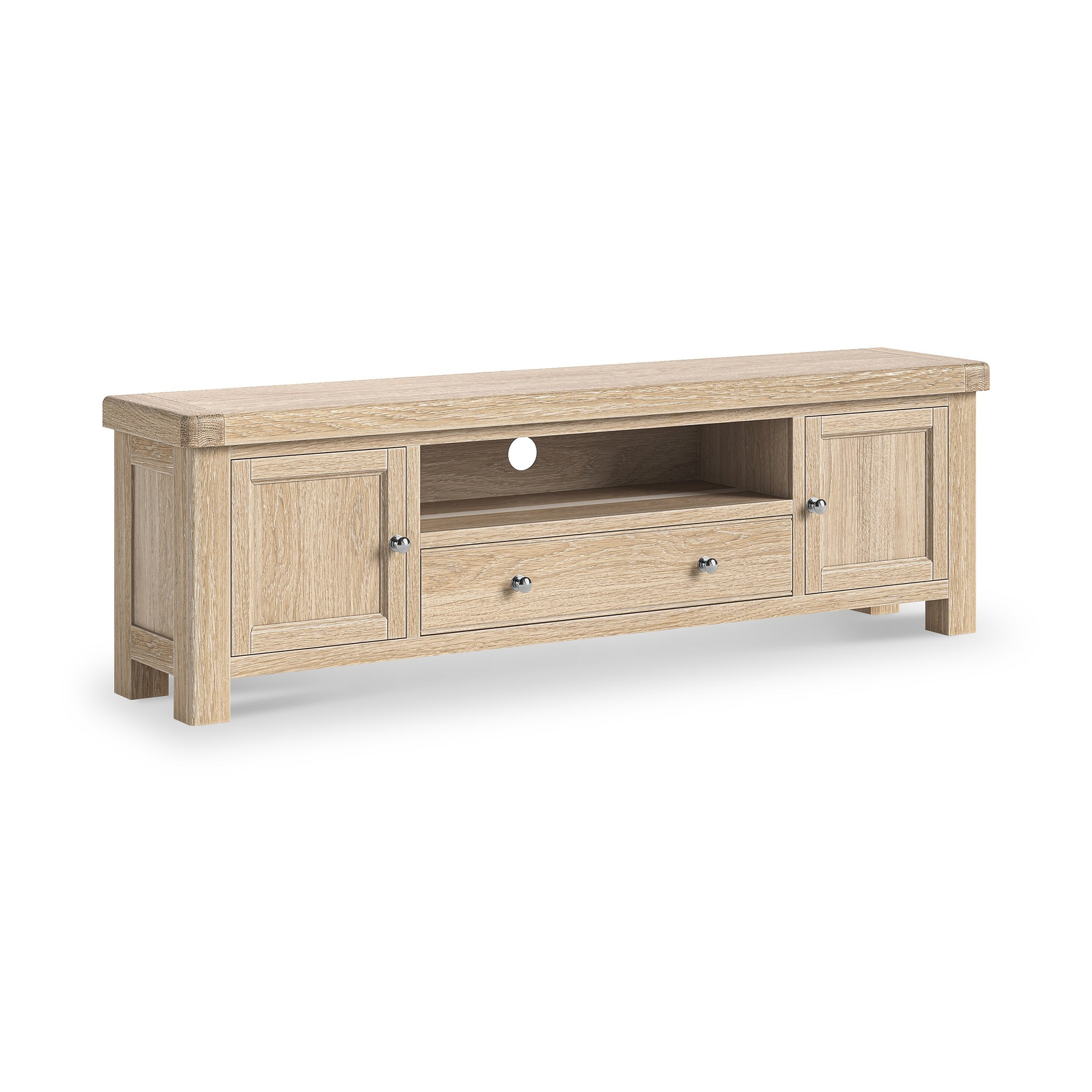 Portland Washed Oak 190cm TV Unit from Roseland Furniture