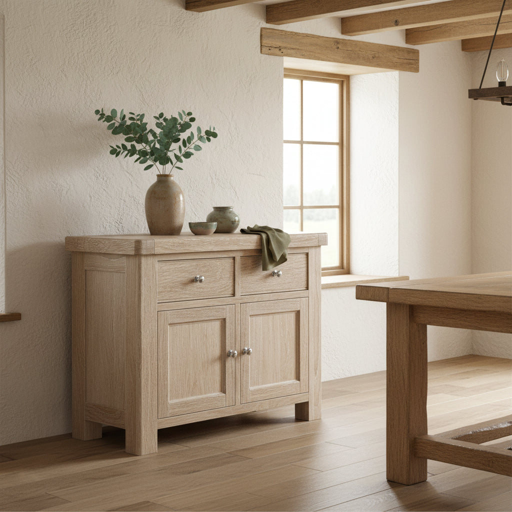 Portland Washed Oak Small Sideboard from Roseland Furniture