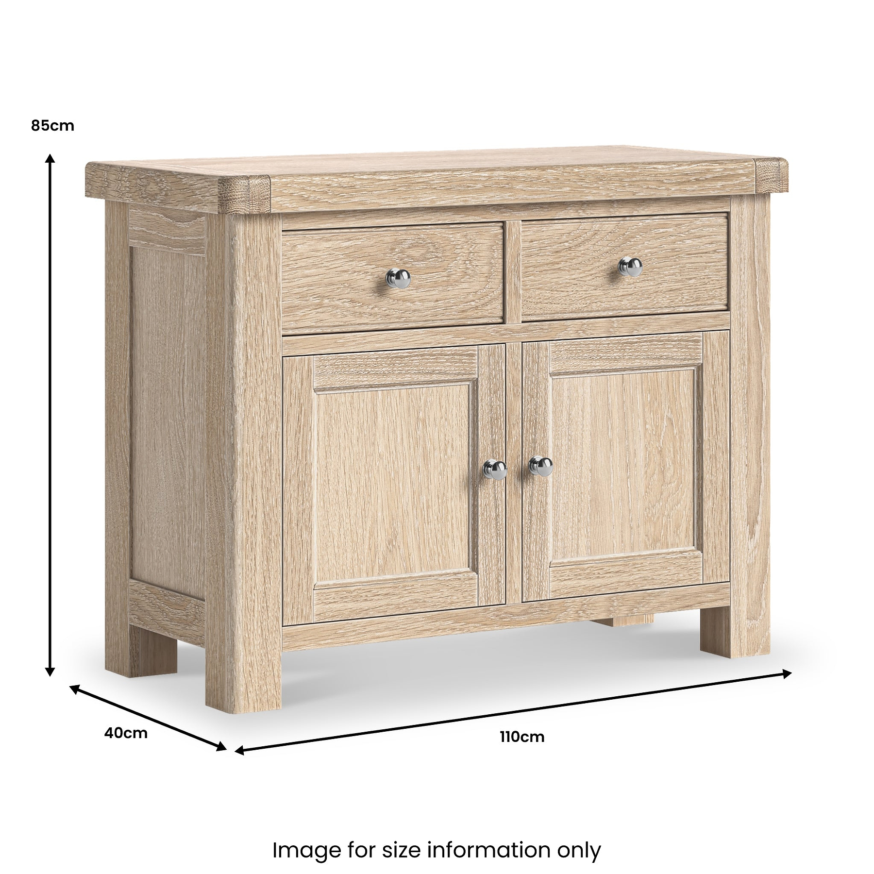 Portland Washed Oak Small Sideboard from Roseland Furniture