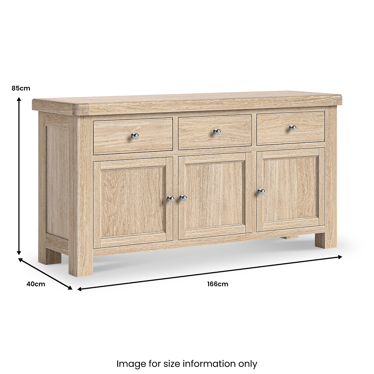 Portland Washed Oak Large Sideboard from Roseland Furniture