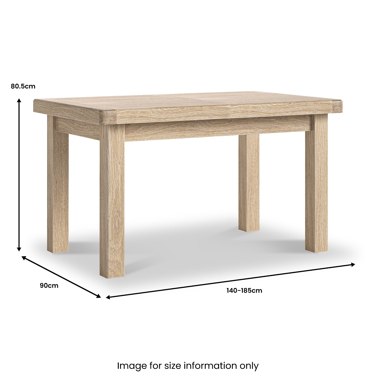 Portland Washed Oak 140-185cm Ext Dining Table from Roseland Furniture
