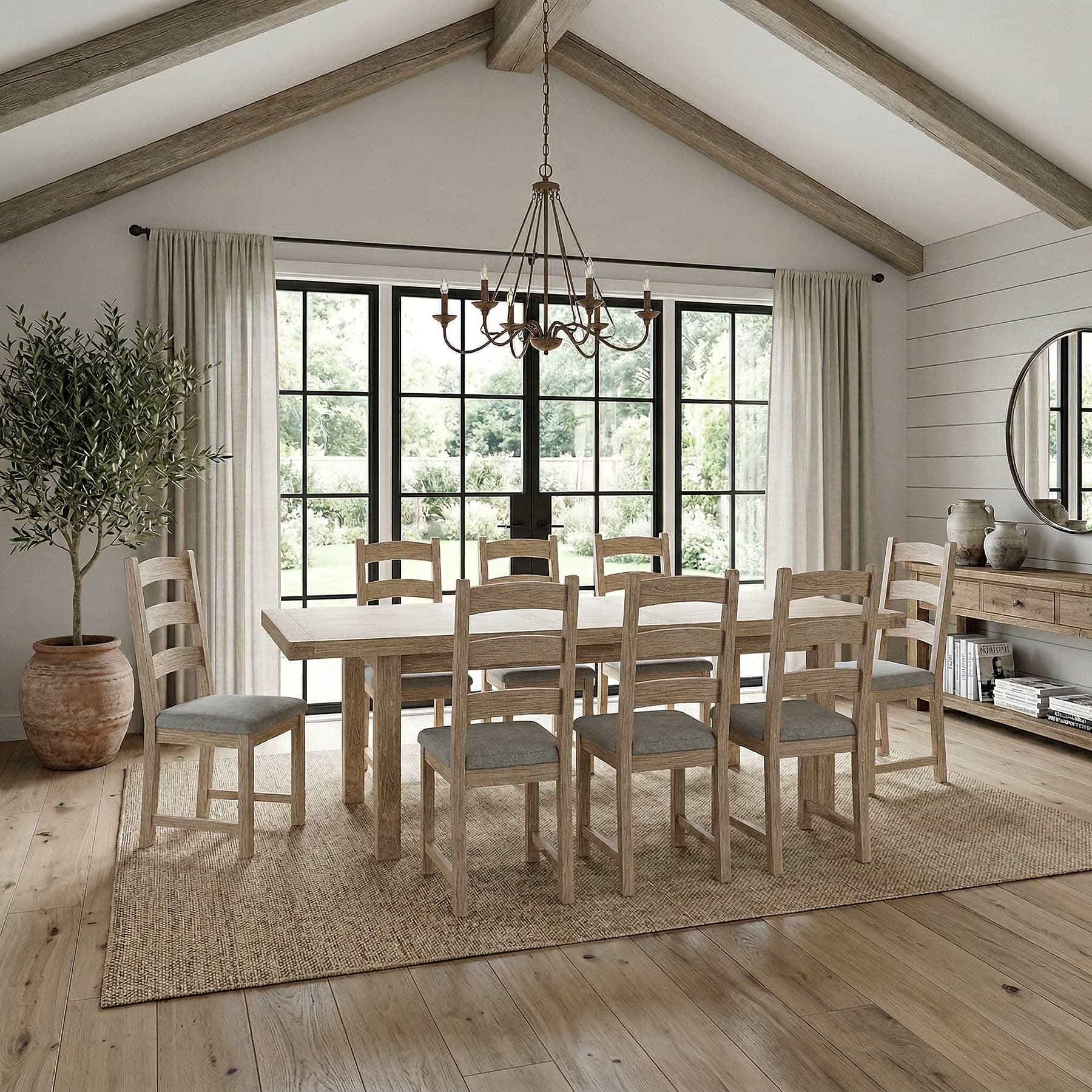 A Table Portland Portland Washed Oak 200-245cm Extendable Dining Table for 8-10 | Roseland