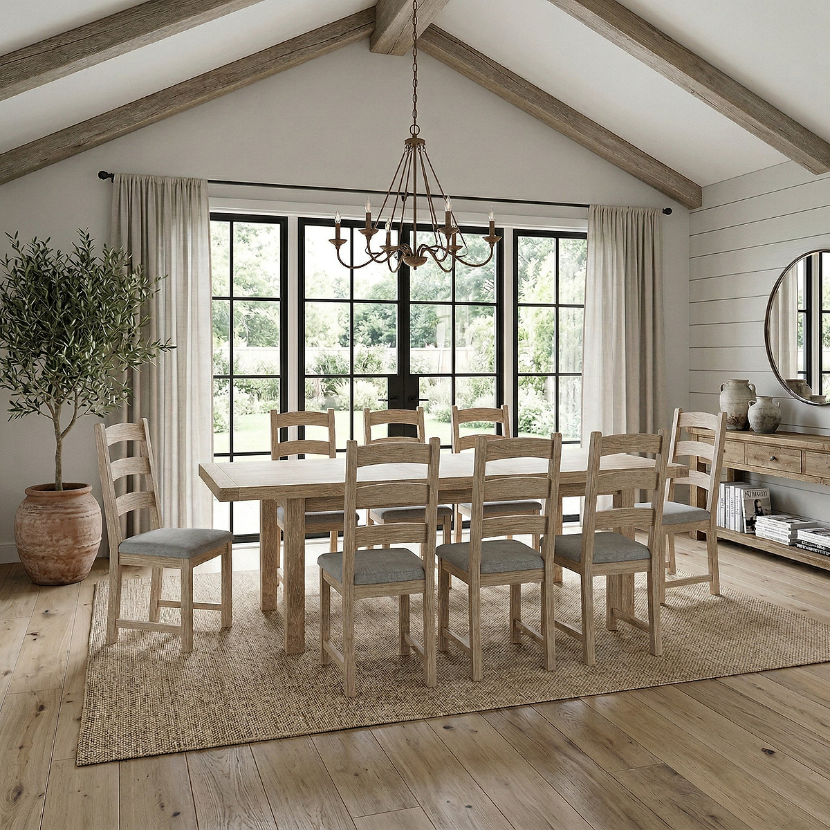 Portland Washed Oak 200-245cm Extendable Dining Table from Roseland Furniture