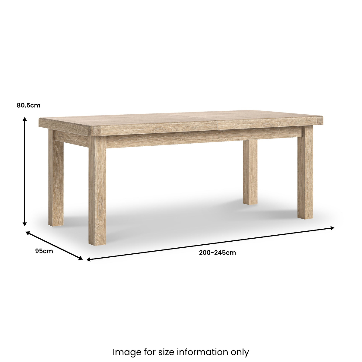 Portland Washed Oak 200-245cm Ext Dining Table from Roseland Furniture