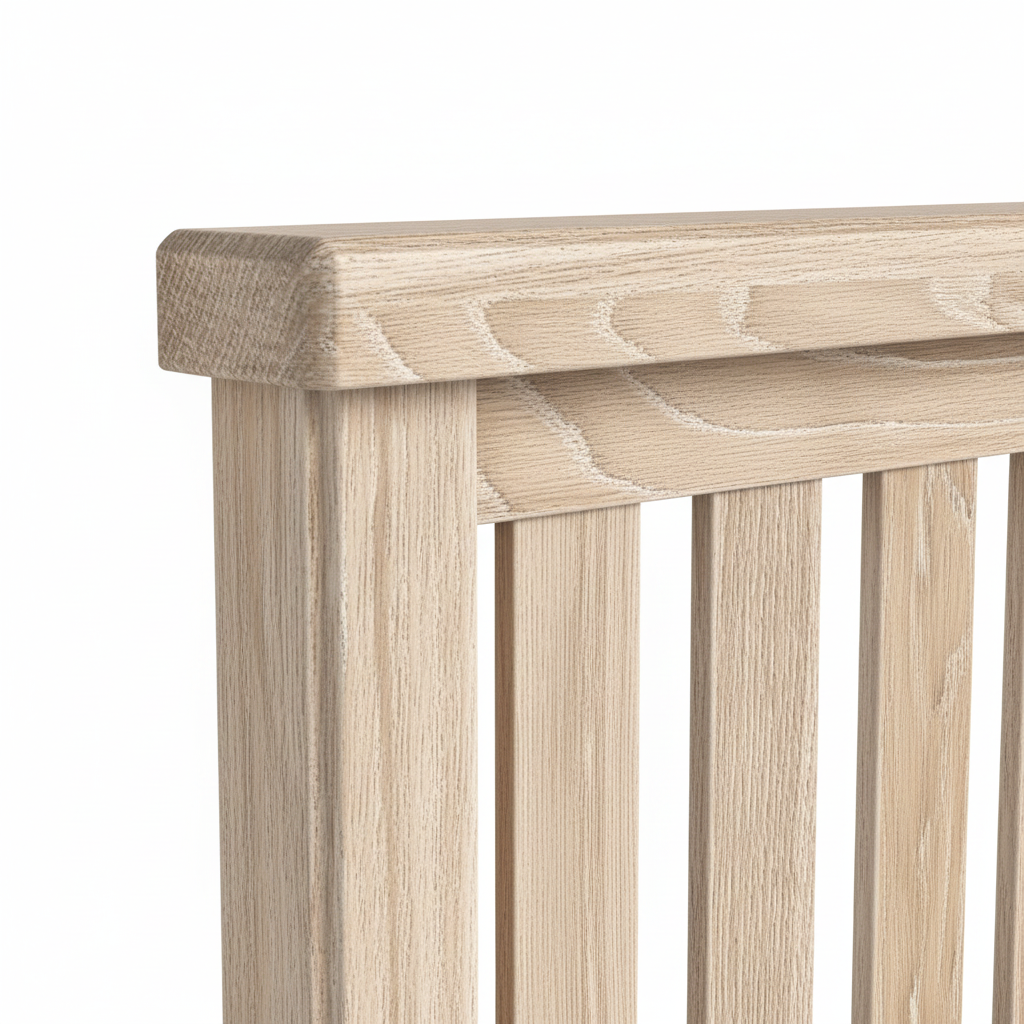 Portland Washed Oak Bed Frame close up of headboard from Roseland furniture