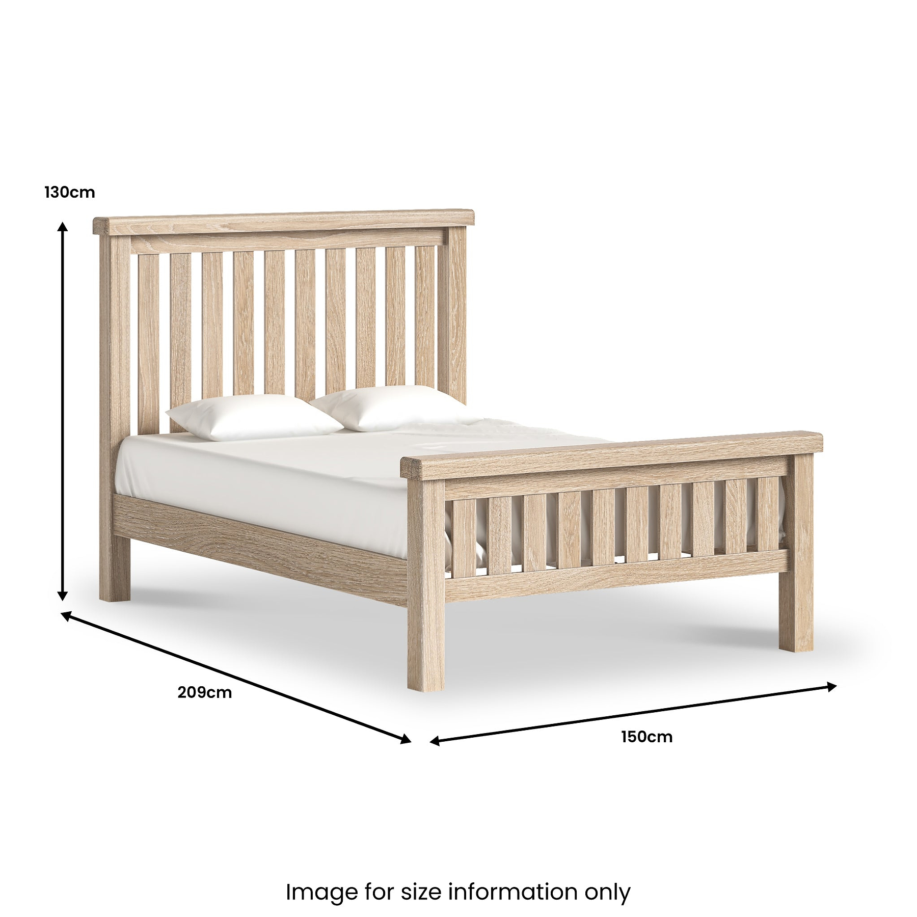 Portland Washed Oak Bed Frame Double from Roseland Furniture