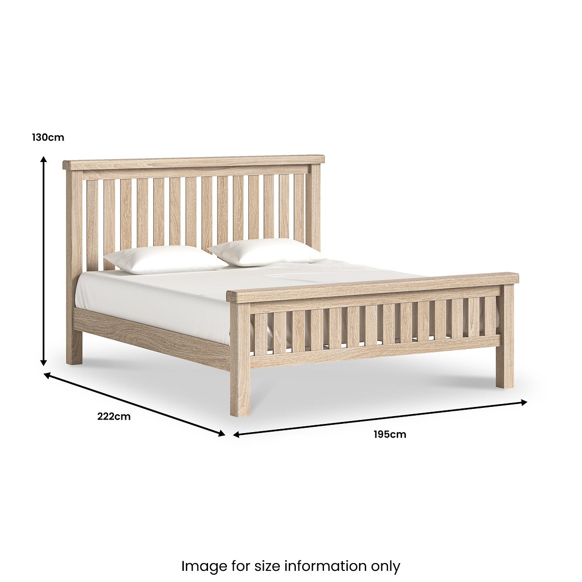 Portland Washed Oak Bed Frame Super King from Roseland Furniture