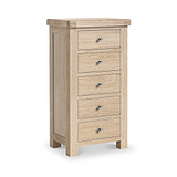 Portland Washed Oak 5 Drawer Tallboy Chest from Roseland Furniture
