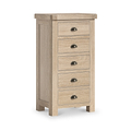 Portland Washed Oak 5 Drawer Tallboy Chest from Roseland Furniture
