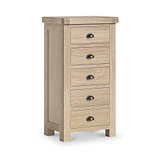 Portland Washed Oak 5 Drawer Tallboy Chest from Roseland Furniture