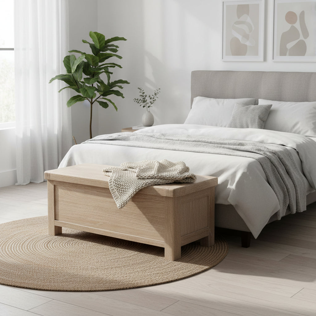 Portland Washed Oak Blanket Box from Roseland Furniture