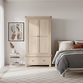 Portland Washed Oak Double Wardrobe With Drawer from Roseland Furniture