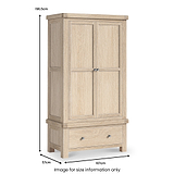 Portland Washed Oak Double Wardrobe With Drawer from Roseland Furniture