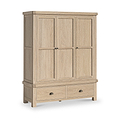 Portland Washed Oak Triple Wardrobe With 2 Drawers from Roseland Furniture