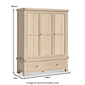 Portland Washed Oak Triple Wardrobe With 2 Drawers from Roseland Furniture
