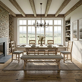 Portland Washed Oak 200-245cm Cross Leg Extendable Dining Table from Roseland Furniture