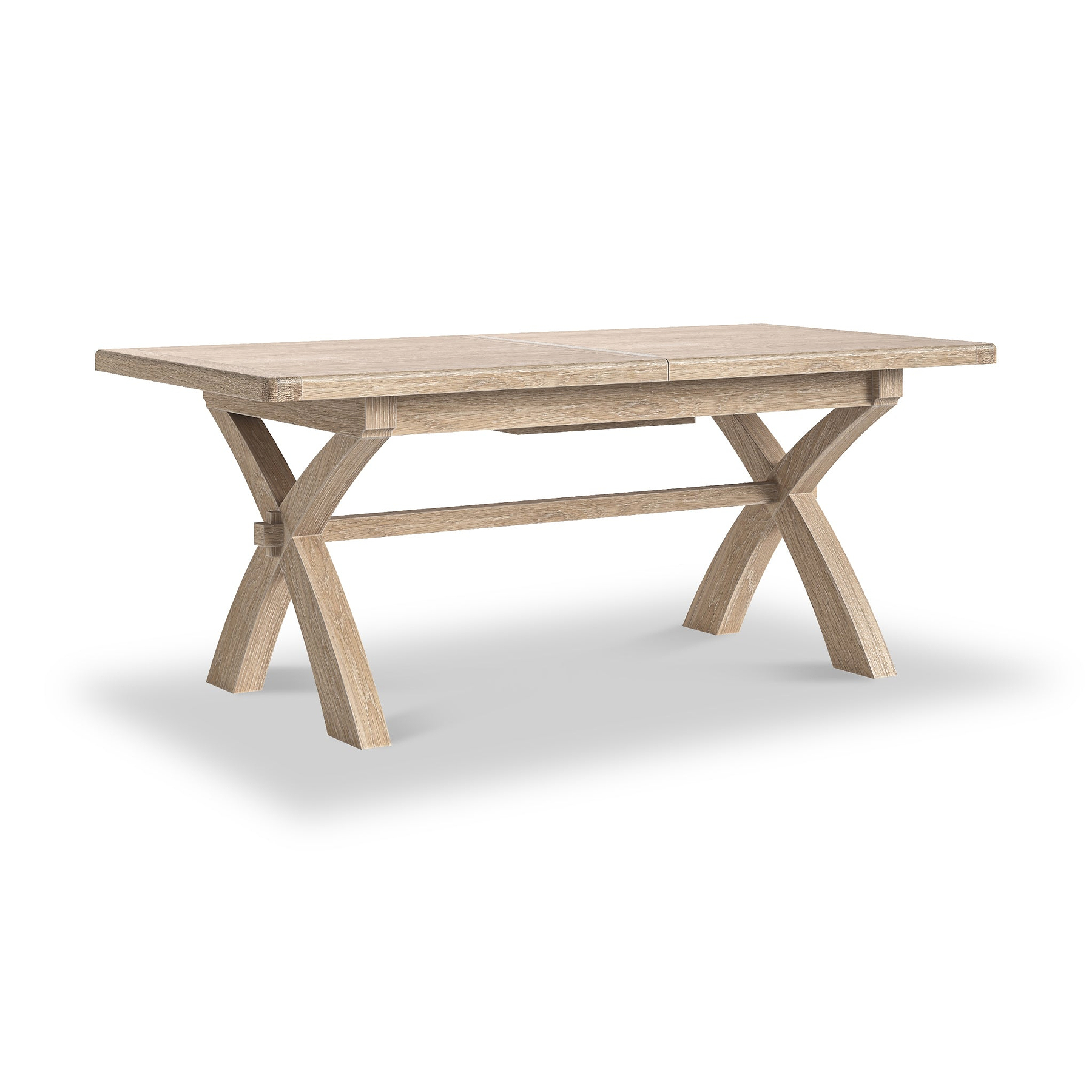 Portland Washed Oak 200-245cm Cross Leg Ext Dining Table from Roseland Furniture