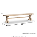 Portland Washed Oak 200cm Cross Leg Dining Bench Beige Cushion from Roseland Furniture