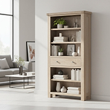 Portland Washed Oak Large Bookcase from Roseland Furniture