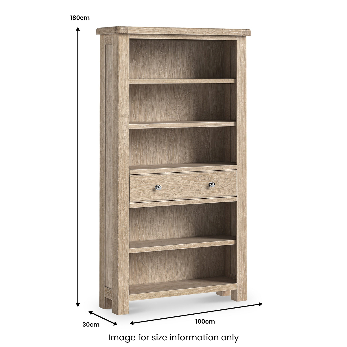 Portland Washed Oak Large Bookcase from Roseland Furniture