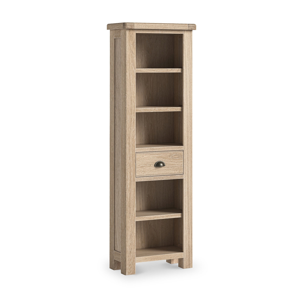 Portland Washed Oak Slim Bookcase from Roseland Furniture