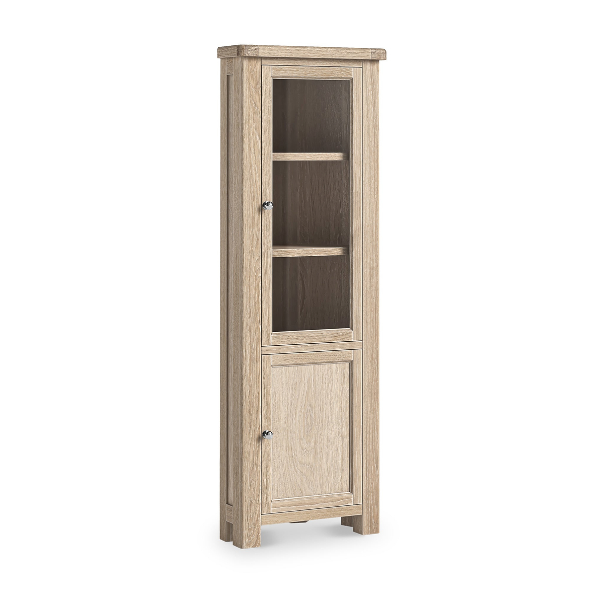 Portland Washed Oak Corner Display Cabinet from Roseland Furniture