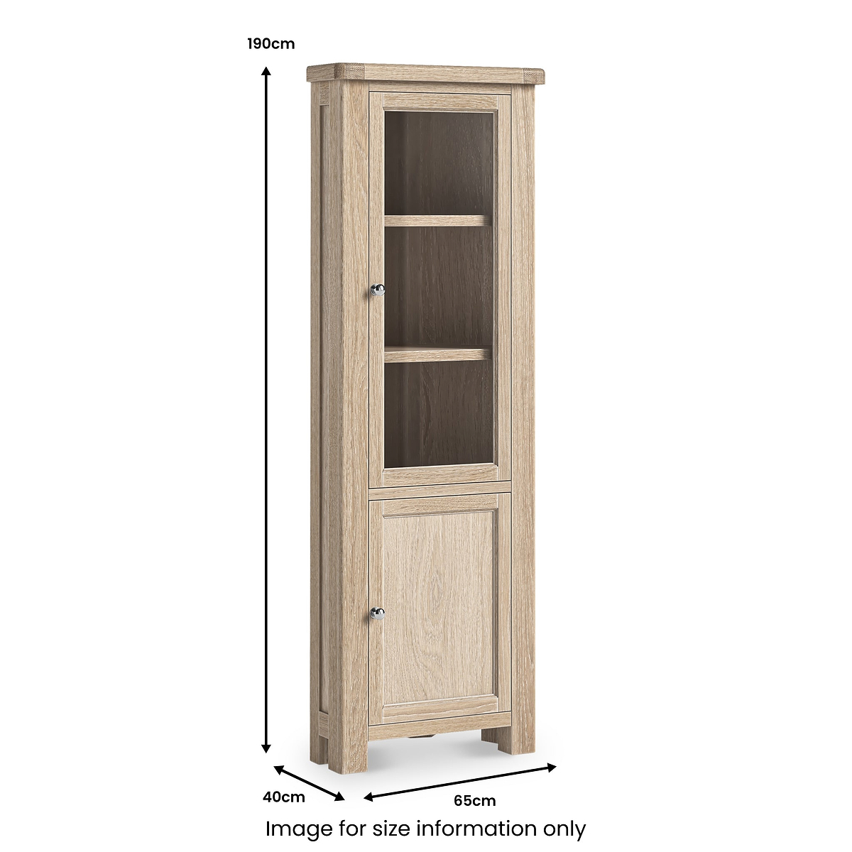 Portland Washed Oak Corner Display Cabinet from Roseland Furniture